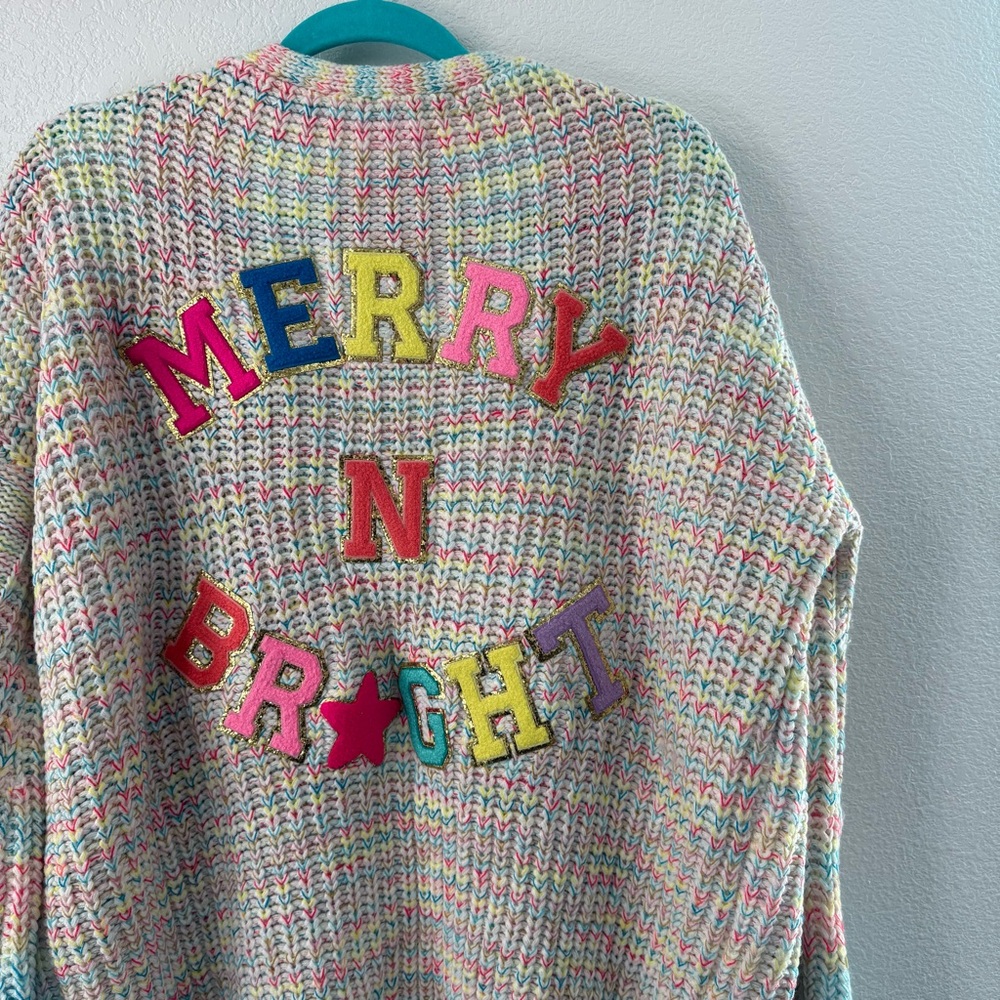 Judith March Open Front Colorful Knit Cardigan Merry N Bright Christmas Large - Picture 2 of 6